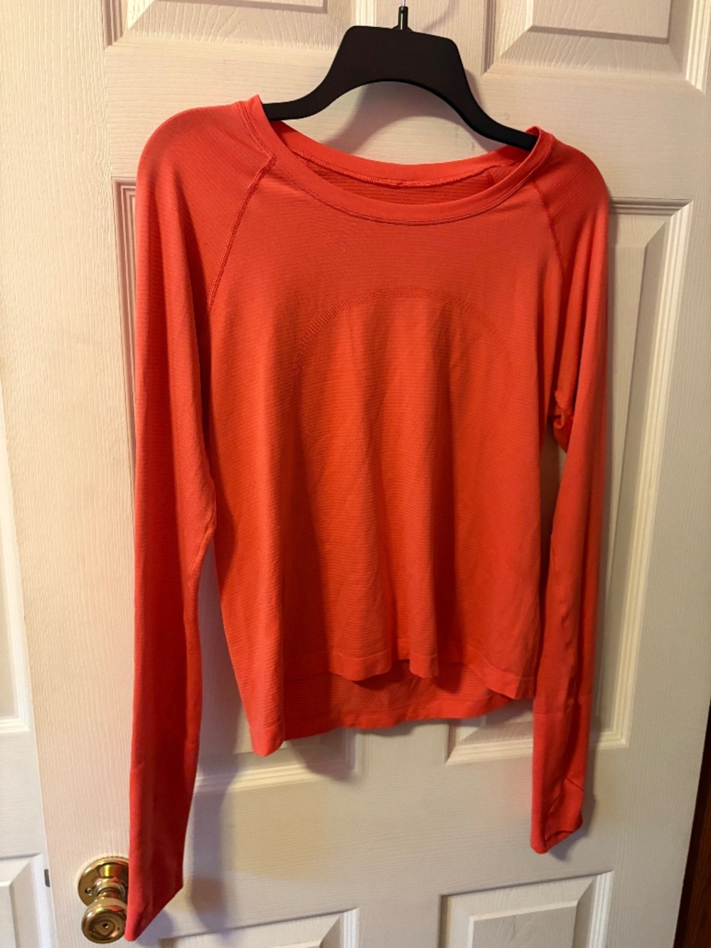 Coral Lululemon long sleeve Swiftly Tech T-shirt